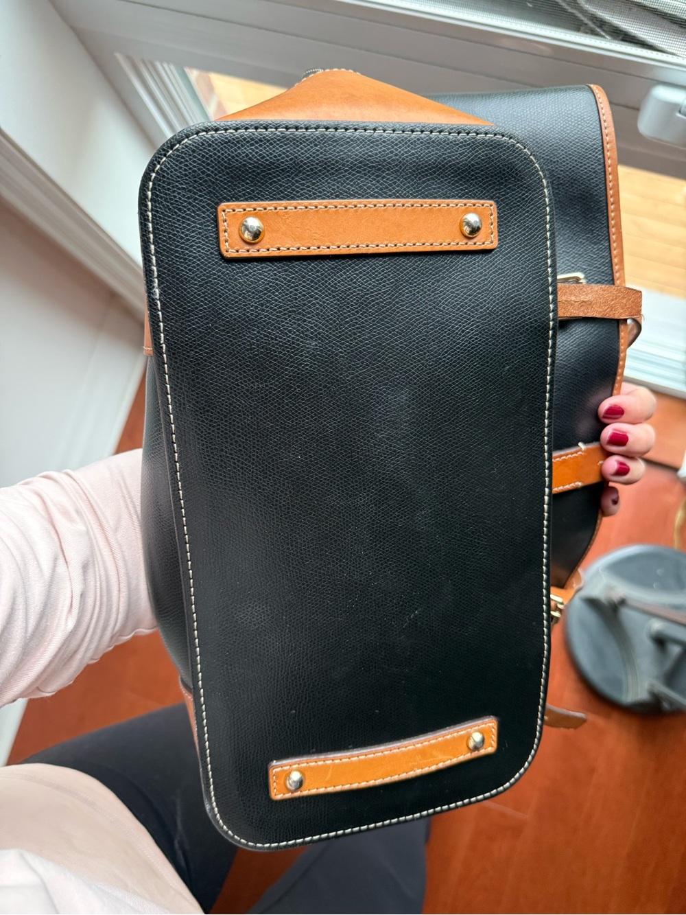 Dooney & Bourke Black Tote with Tan Leather Trim - Picture 3 of 5